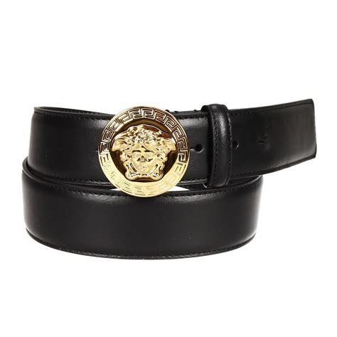 versace black medusa logo buckle leather belt|Versace belt outlet.